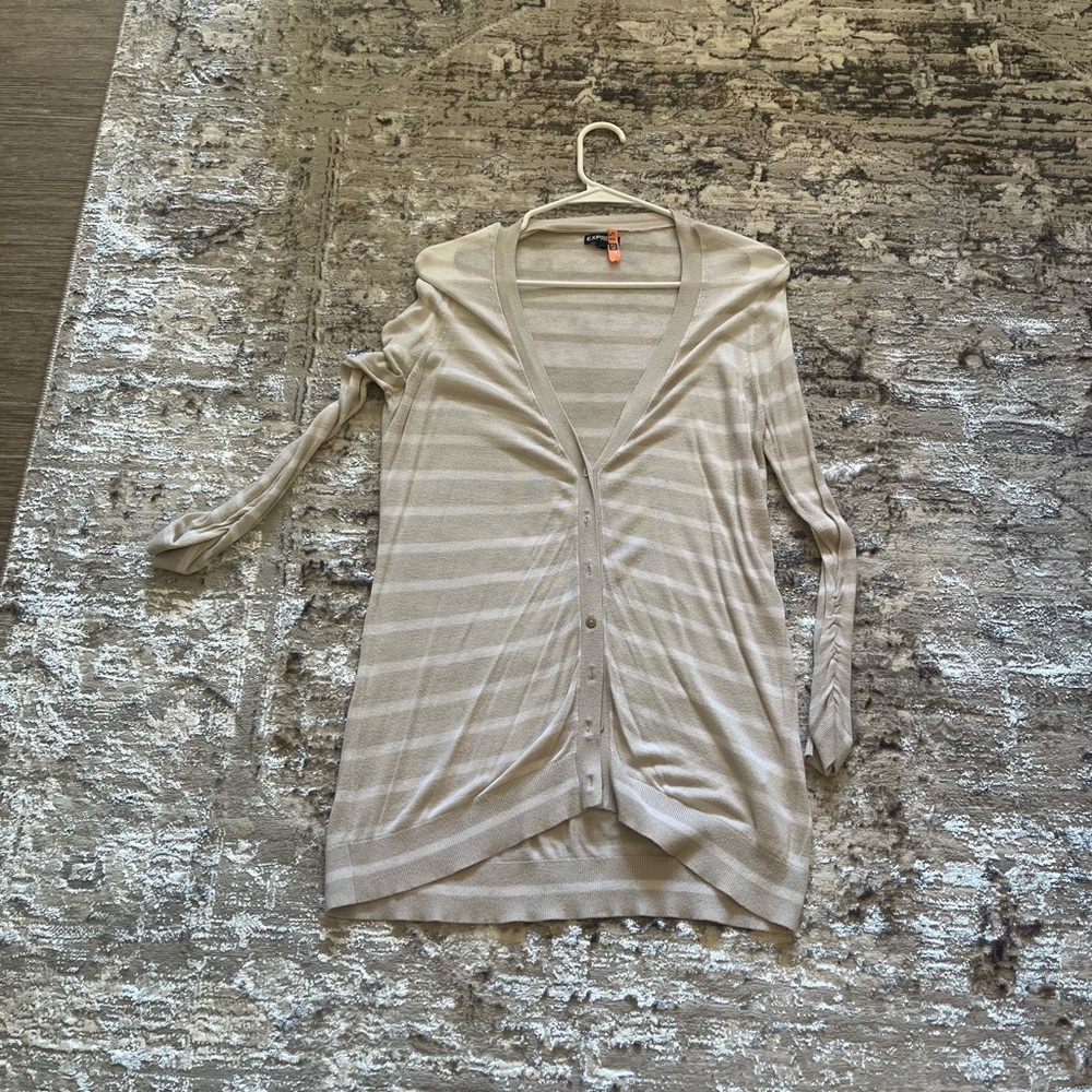 Express Cream Striped Cardigan